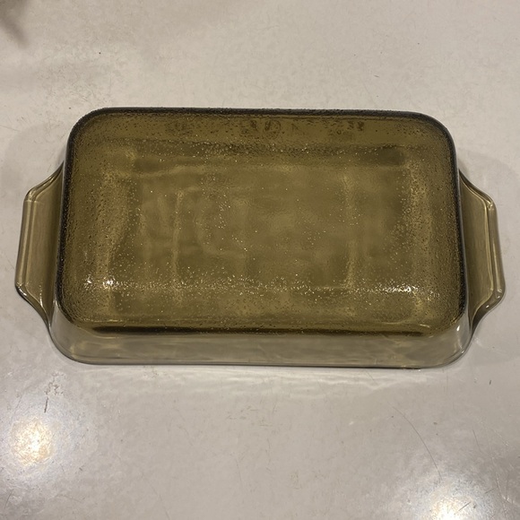 Amber Glass Loaf Pan With Yellow Flowers, 11” x 5 1/2” - Picture 2 of 4